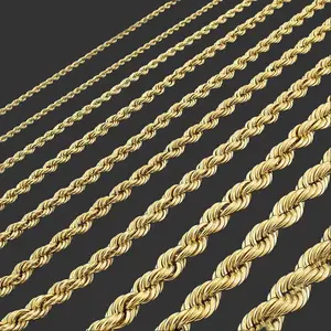 Rope Chain 24" Inches All Sizes 2.5mm to 12mm Gold Plated Men's & Women's Necklace Fit Fashion
