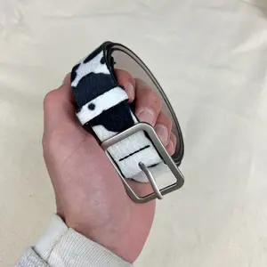 Cow Print Fur Belt