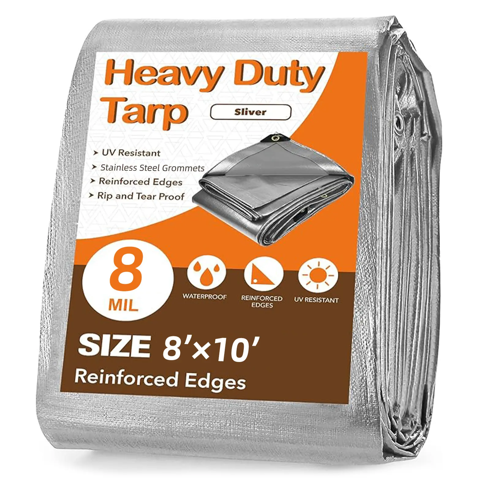 Heavy-Duty 8Mil Double Silver Tarp, UV-Resistant, Tear-Resistant, Multi-Functional Outdoor Camping Tarp for Swimming Pools, Boats (Sports & Outdoor Tents & Accessories)