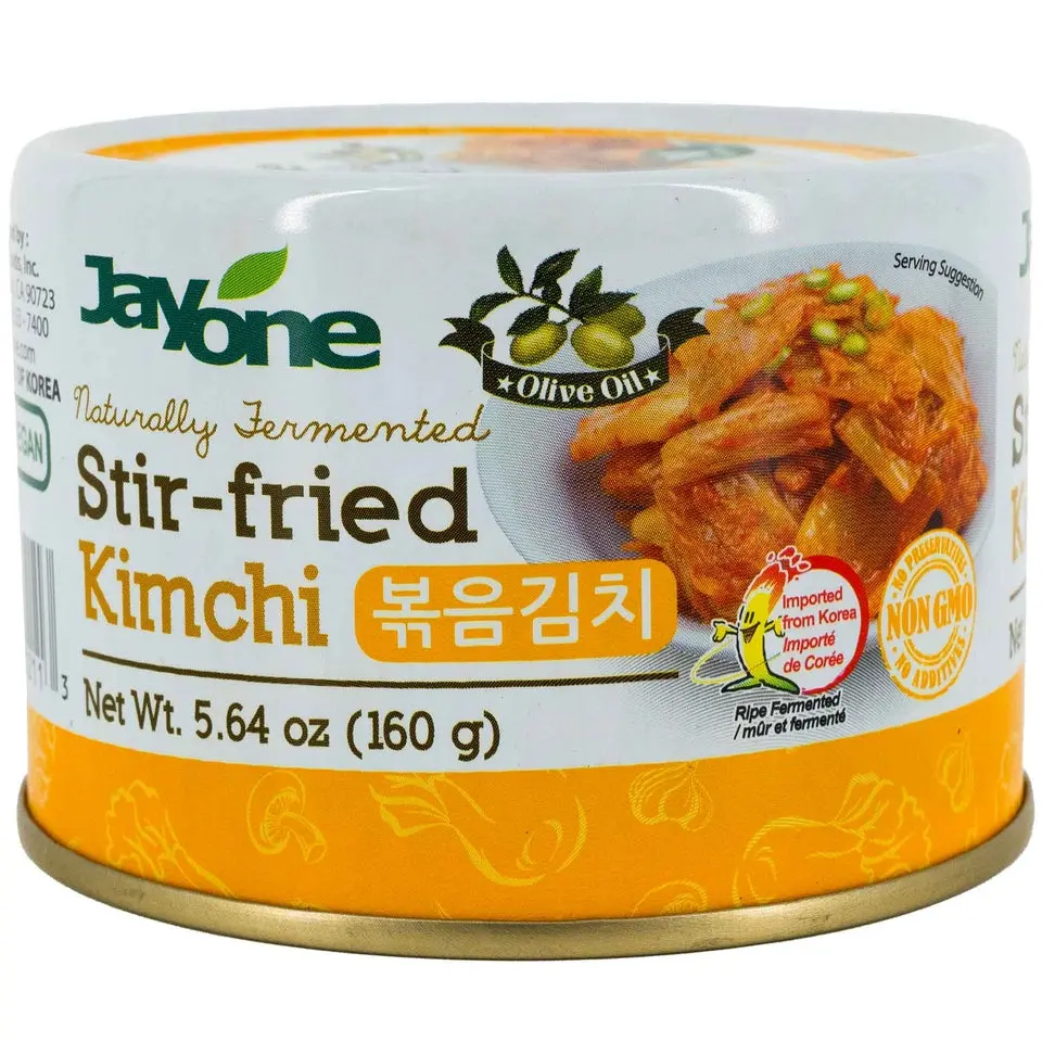 Jayone Spicy Tangy Korean Napa Cabbage Kimchi (5.64 oz) - Shelf-Stable Pantry Pickled Food with Water, Red Chili Pepper, Olive Oil, Garlic, Ginger, Radish, Sugar, Salt, Salty & Savory Flavor, Versatile for Rice Dishes, Fried Meals