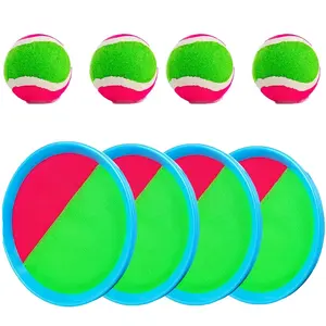 9pc Catch Ball Game Set for Kids Ages 3-12, Indoor Outdoor Play, Sand Playground, Includes 4 Rackets and 4 Sticky Balls, Beach Pool Toy Gift