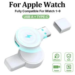 New Wireless Magnetic Watch Charger, USB Type-C Charging Stand, Compatible with Apple Watch Series 9/8/7/6/se/iwatch 5/4/3/2
