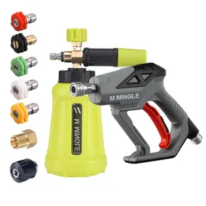 M MINGLE High Pressure Washer Gun with Snow Foam Lance, Compatible with Karcher K2, K3, K4, K5, K6, K7 Hose, 4000 PSI Cannon Foam Blaster Power Washer with 1/4" Quick Connector, 5 Spray Nozzle Tips, Foam Sprayer, Car Wash Tool, Thick Foam Car Wash