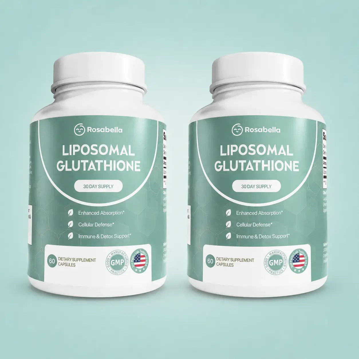 2 Pack Liposomal Glutathione Capsules DK– Skin Glow, Immune & Detox Support (60 Count) - Rosabella