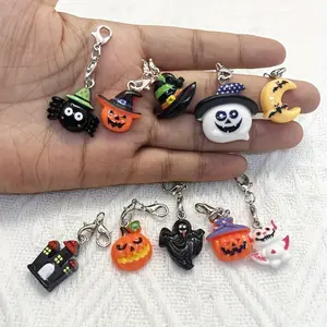 20pcs Halloween decorations, including 10pcs, wizard, pumpkin, bat, spider design pendants, 10pcs double headed lobster clasps, used for bracelets, necklaces, keychains, ballpoint pens, packaging accessories, jewelry making accessories, party gifts