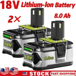 2PACK 8.0Ah 18V Battery P108 One Plus For RYOBI 18 Volt High Capacity Lithium-Ion High Performance 100% NEW