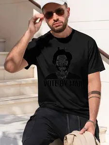 VOTE BY MAIL 2026 new model Black/White Tee Stylish & Comfortable Loose Crew Neck Short Sleeve T-shirts Versatile On Trend Eye Catching Printed Graphic Casual Tee for Daily Wear Outings & Leisure