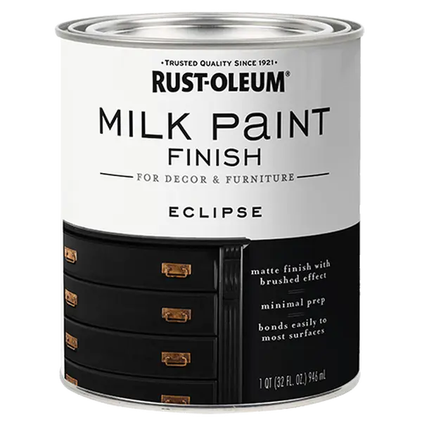 Rust-Oleum 235042 30 oz Indoor Interior Milk Paint - Eclipse, Aluminum Build, Quick Drying, Built-In Adhesion, Low Odor, Lightly Textured Feel, Antique Look for Home Decor