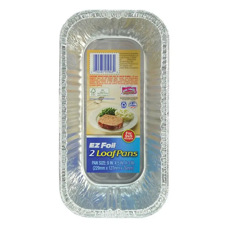 212 MAIN Disposable Aluminum Cooking Container - EZ Foil 6806004 5x9 in. Silver Loaf Pan, Pack of 12