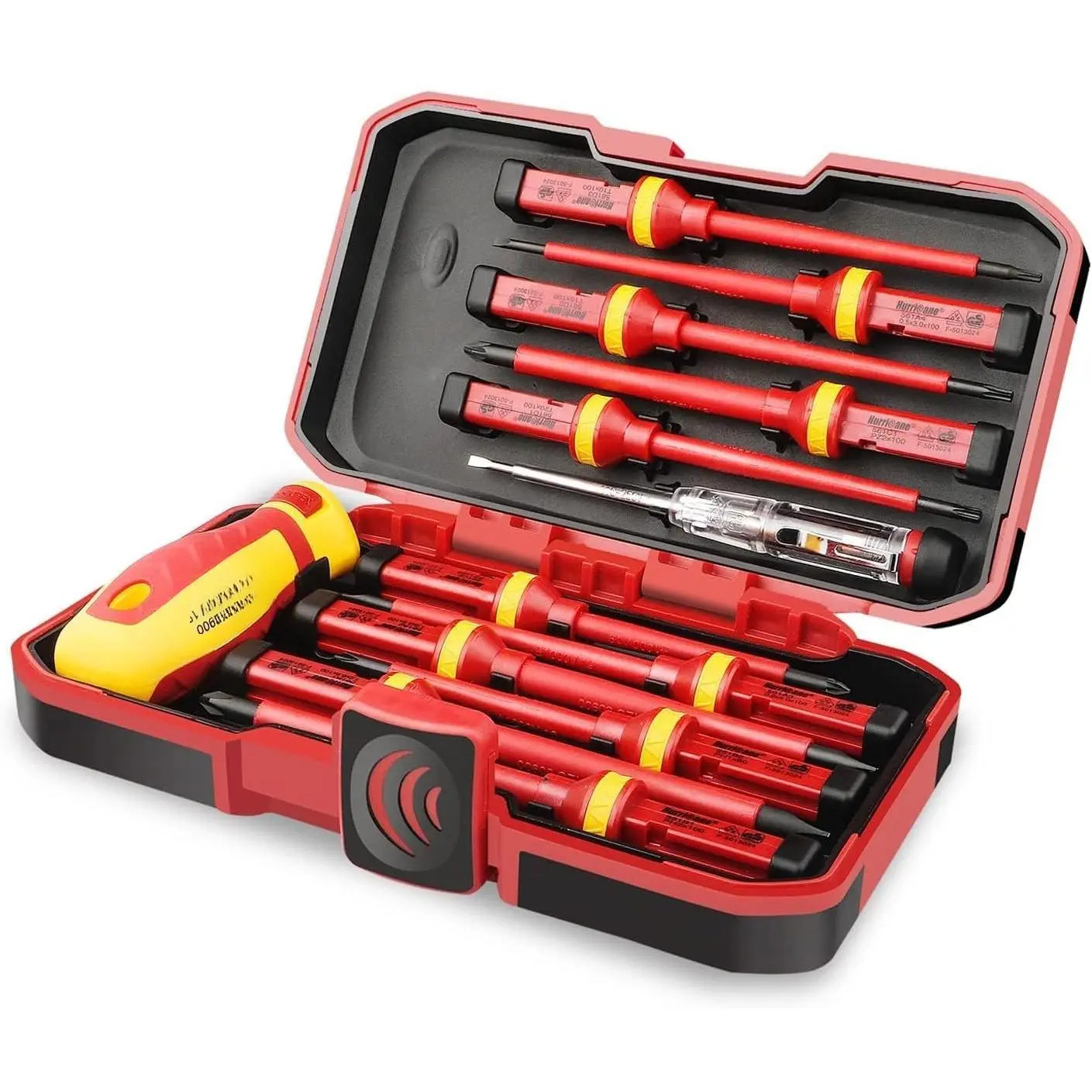 HURRICANE 1000V Insulated Electrician Screwdriver Set, 13 Piece Professional Electrical Screwdriver Set, CR-V Steel Magnetic Phillips Slotted Pozidriv Torx, Insulation VDE & GS Certified Screwdriver