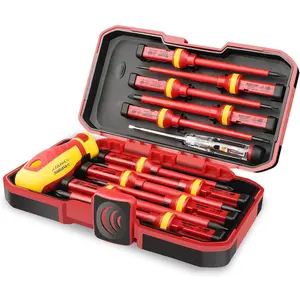 HURRICANE 1000V Insulated Electrician Screwdriver Set, 13 Piece Professional Electrical Screwdriver Set, CR-V Steel Magnetic Phillips Slotted Pozidriv Torx, Insulation VDE & GS Certified Screwdriver