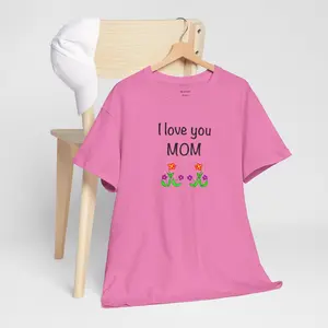 "I love you MOM" Unisex Heavy Cotton Tee  for every Mom on everyday- Gildan 5000 Small to 5X