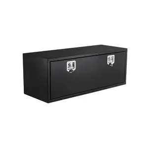 Heavy Duty Black Steel Truck Tool Box – Secure T-Handle Lock, Smooth Surface Storage Chest, Iron Groove Protector – Underbody Toolbox for Pickup Bed, Trailer, 24 x 18 x 18, Single Lock – Color: Black
