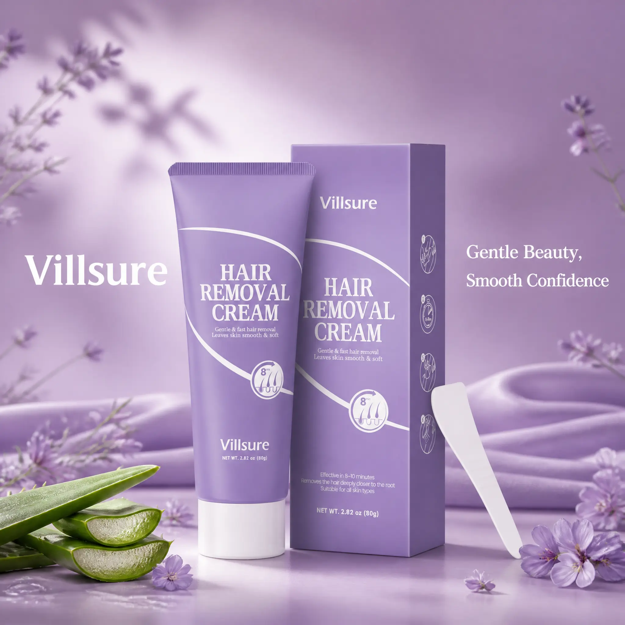 Villsure 3-Pack Hair Removal Cream for Sensitive Skin - Painless, Fast-Acting, Easy-to-Use, Delivers Silky Smooth Results