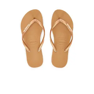 Havaianas Slim Logo Metallic Sandal in Rose Gold