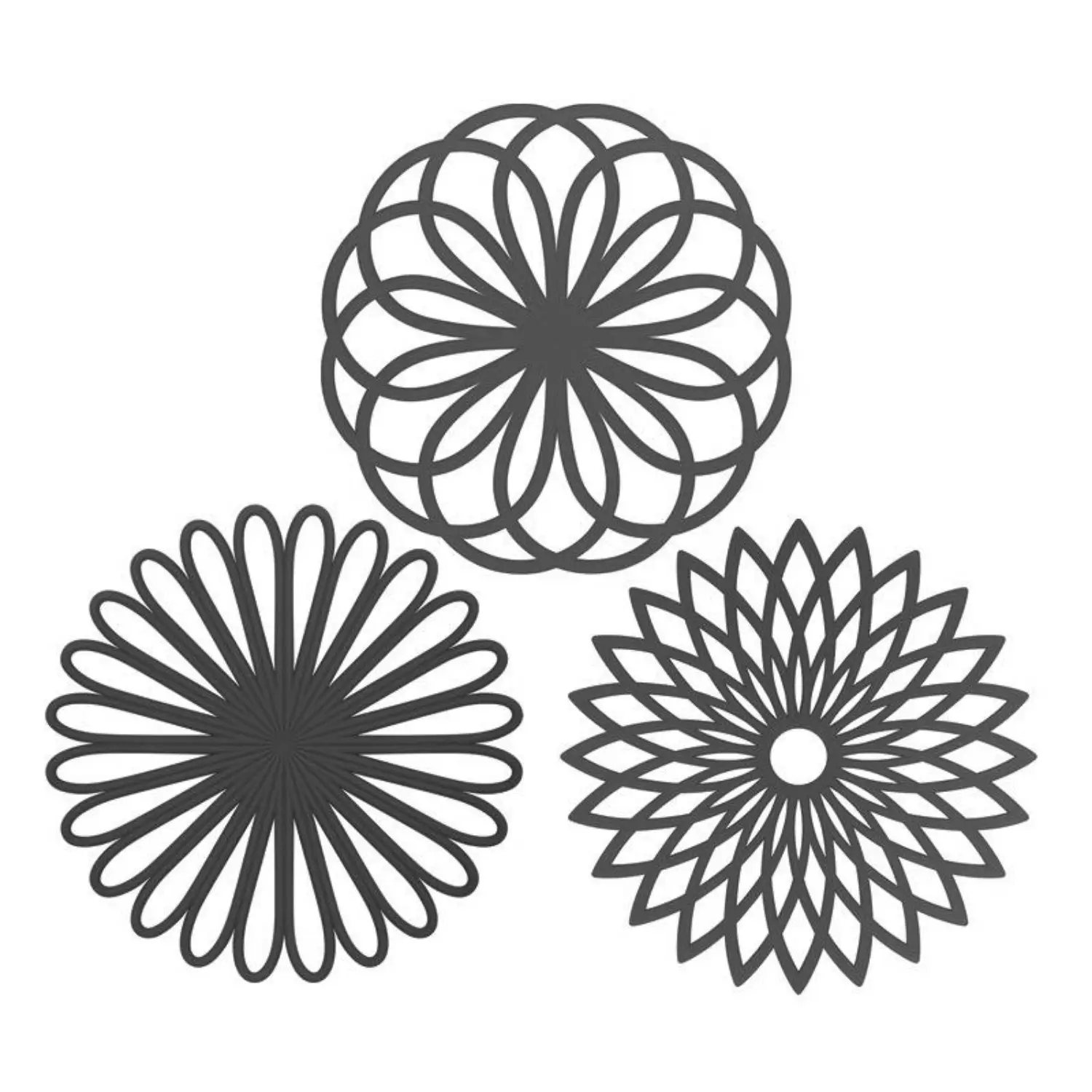 3Pcs Silicone Trivet Mat - Hot Pot Holder Hot Pads for Table & Countertop - Trivet for Hot Dishes - Non-Slip & Heat Resistant Modern Kitchen Hot Pads for Pots & Pans(Dark Grey) - Home Improvement.