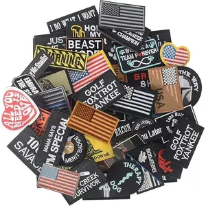 20-Pack Service Dog Tactical Morale Patches, 100% Flag Patch Guaranteed, No Duplicates, Fully Embroidered Hook & Loop for Dog Harnesses, Vests, Collars & Leashes.
