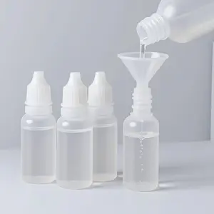 5 PCS (4 Bottles + 1 Funnel) 15ml (0.5oz) Small Empty Plastic Dropper Bottles, White Squeezable Portable Refillable Travel Containers for Eye Drops with Cap and Plug