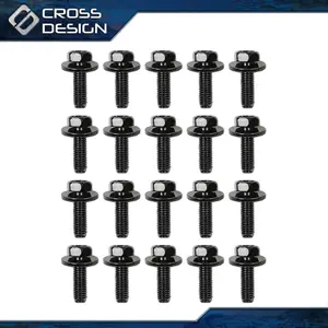 CROSSDESIGN Fit For Honda Body Bolts- M6-1.0 x 20mm Long- 10mm Hex- 17mm Washer- 20 bolts