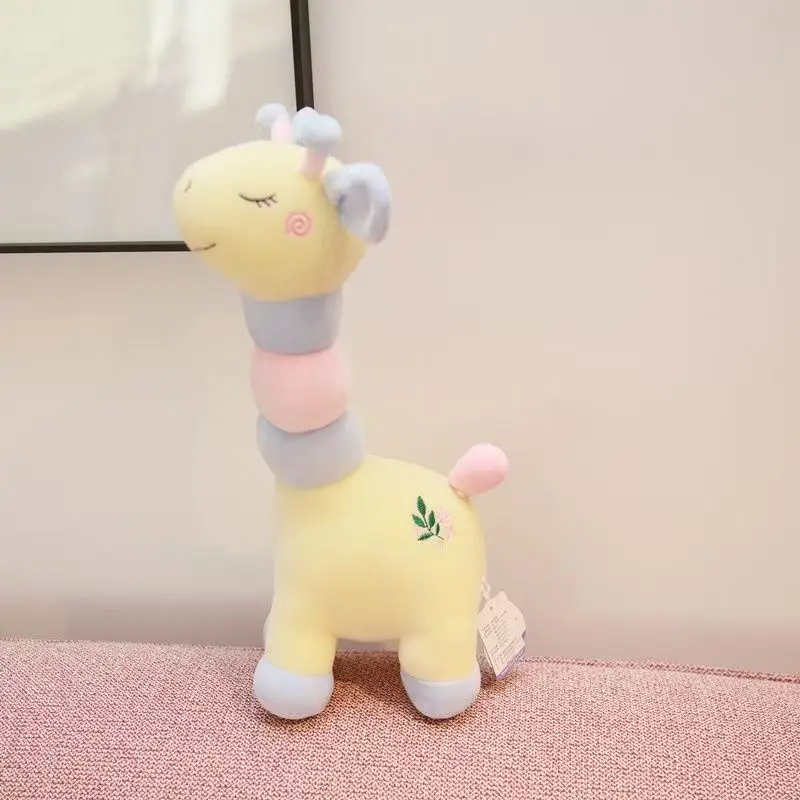 Giraffe Plush Toy, Soft Stuffed Animal Doll, Pastel Color Cute Pillow Decor, Gift For Kids Bedroom Home Decoration