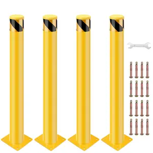 GARVEE Safety Bollard Post, 36 x 4.5 inch Steel Traffic Parking Barrier Bollards, Yellow
