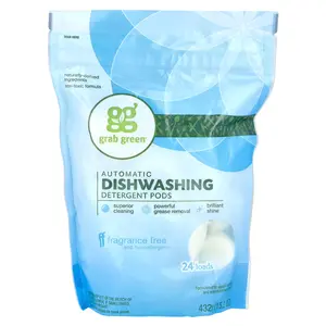 Grab Green Automatic Dishwashing Detergent Pods, Fragrance Free, 24 Loads, 15.2 oz (432 g)