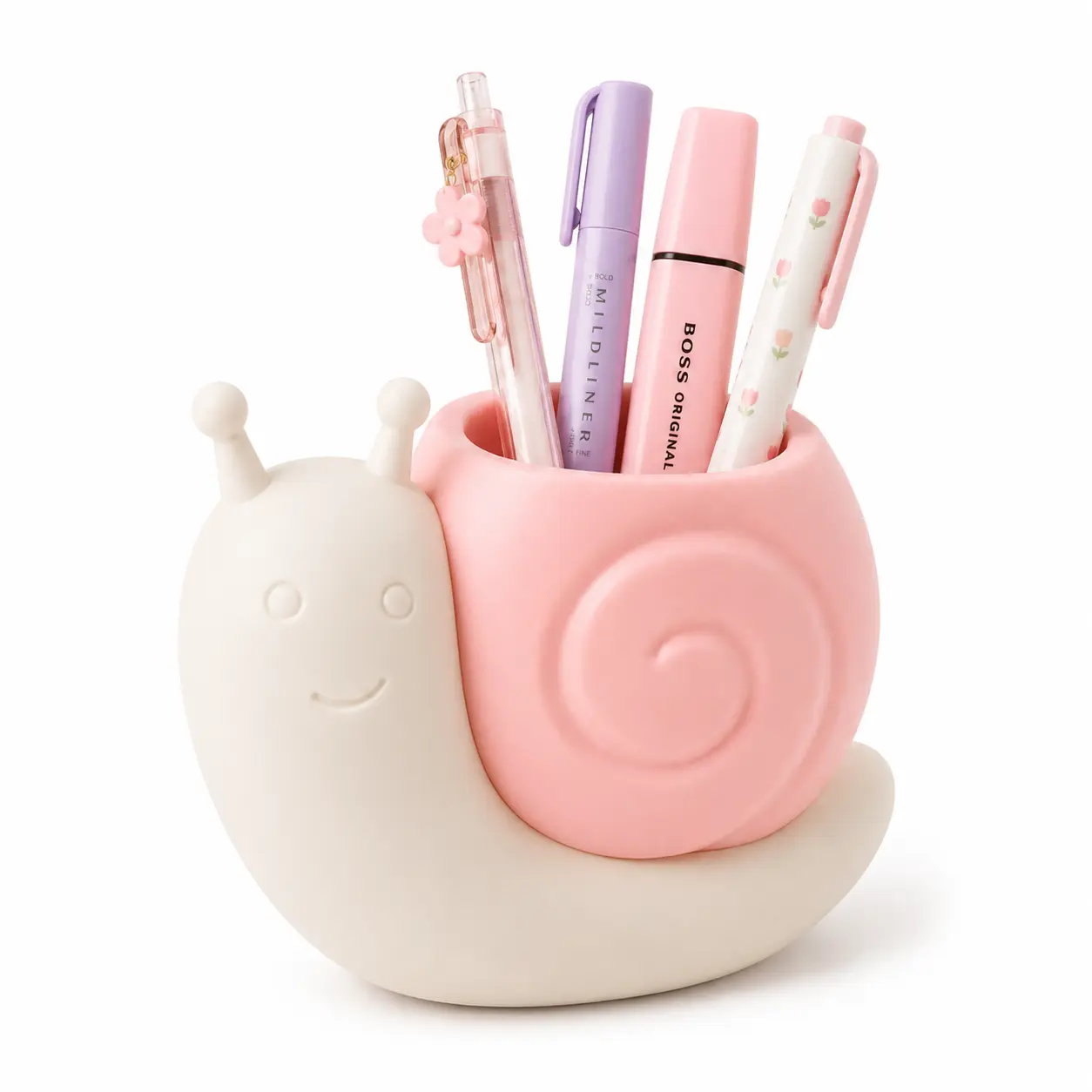 Cute Aesthetic Freestanding Snail Desk Organizer Pen Holder - Multifunctional Office Stationery Storage Cup with Handle, Kids' Desks Decor for Kids Who Love Cute and Practical Items, Budget-Friendly TikTok Find, Versatile Gift, Snail Shape