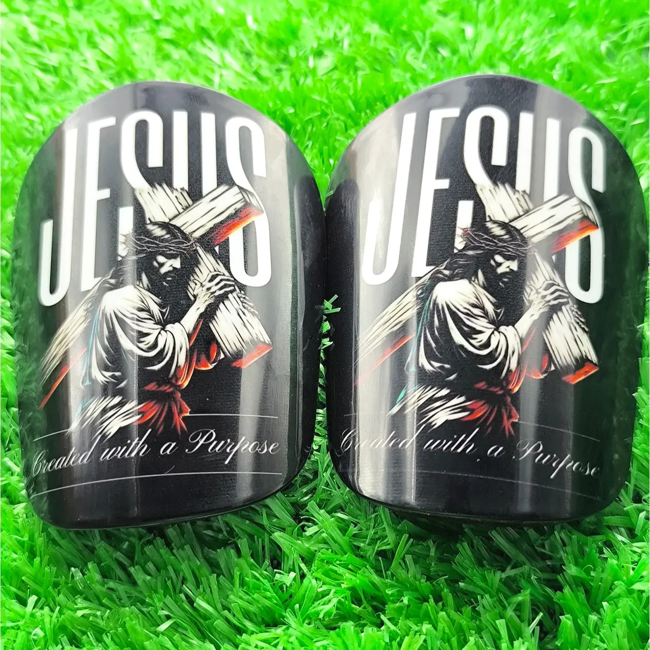 Jesus Pattern Football Shin Guard, 1 Pair Anti-collision Football Leg Protector, Football Accessories, Football Equipment for Men & Women, Soccer Accessories, Soccer Gear