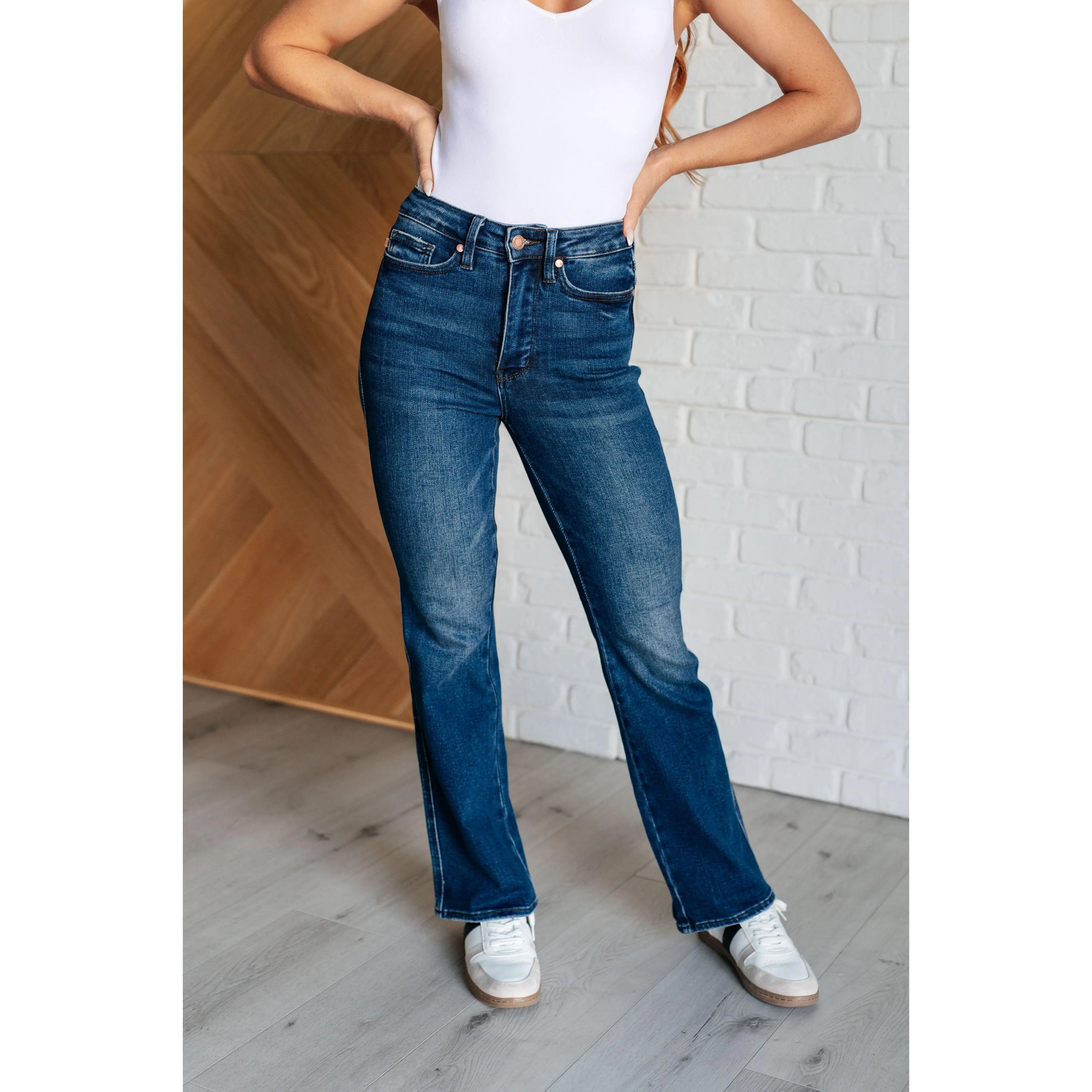 Judy Blue Tummy Control High Waist Bootcut Flare Petite Jeans (Short Inseam 30") 88786, Stretchy Denim Womenswear Bottoms Cotton Comfort Pants women
