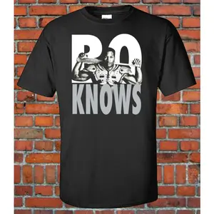 🏈 🔥 Men's Bo Jackson Bo Knows Raiders Graphic Cotton T-Shirt - Classic Round Neck Short-Sleeve Soft Relaxed Fit Comfy Top