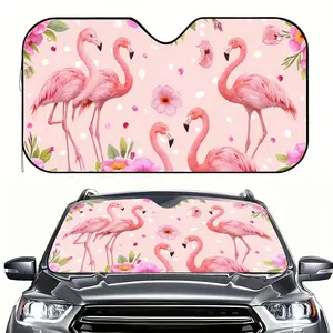 1pc Summer Flowers Pink Flamingo Car Sun Visor Protection Sunshield for Sensitive Skin Medical Grade Vehicle Accessory Universal Fit for Family Cars, Health Focused Car Accessories