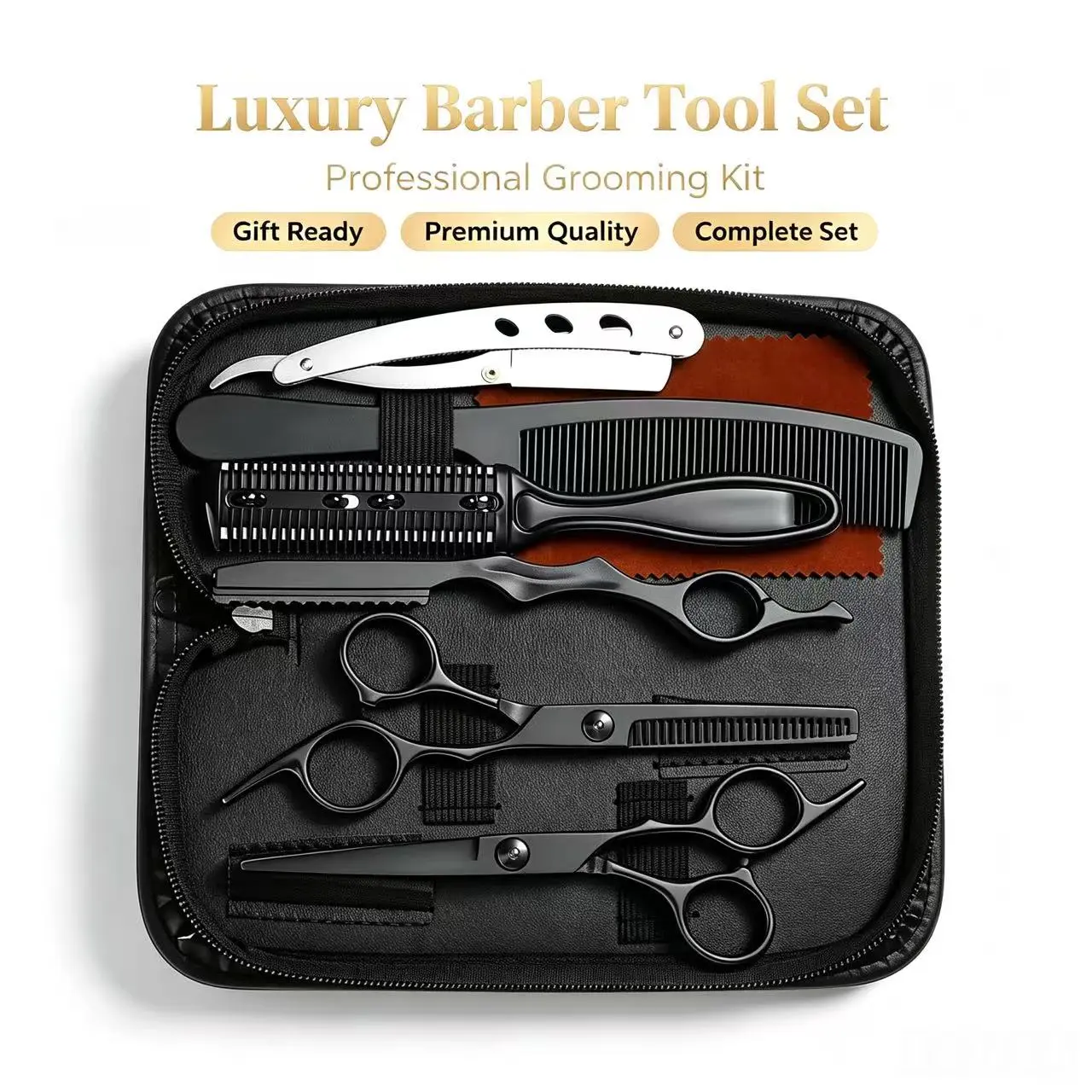Professional Haircutting Scissor Set – Complete Haircutting Kit (Including Thinning Shears) – Salon-Quality Styling Tools – DIY Home Haircutting & Men's Grooming Set