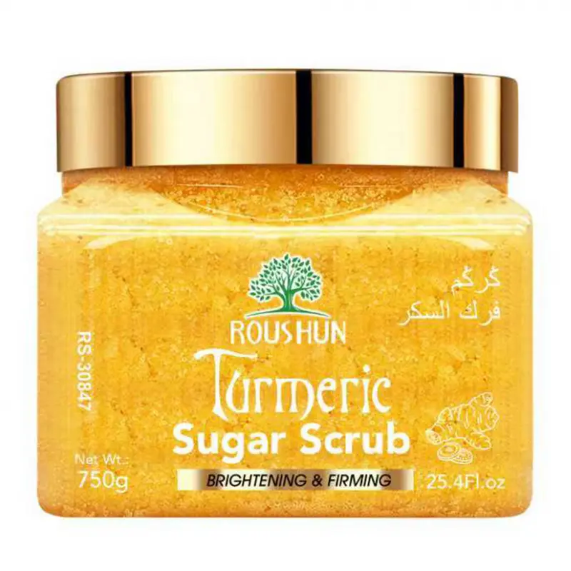 ROUSHUN Turmeric sugar scrub Large capacity family pack body scrub gently and deeply cleanses the skin,for face,body Facial Sugar Scrub Brightening Scrub Skin Care