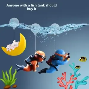 Creative Aquarium Floating Ornaments Diver&Girl  Mini Decor Floating Fish Tank Turtle Cylinder Suspended Ornament Accessories