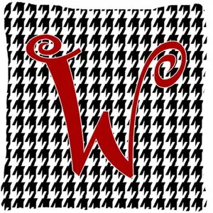 212 MAIN 14x14 in. Houndstooth Monogram Initial W Polyester Fabric Decorative Pillow, Fade-Resistant, for Indoor/Outdoor Sofas