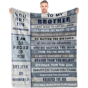 Gifts for Brother Blanket 60"x50", Brother Gifts from Sister, Birthday Gifts for Brothers, Big Brothers Gift for Fathers Day Anniversary Valentine, Printed on One Side with a Plain White Back, Halloween Thanksgiving Christmas Gift