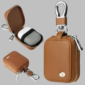 Universal Earbud Case For Airpods 4/1/2/3/Pro 2,Waterproof PU Leather Carrying Earbuds Bag Zipper Organizer Small With Mesh & Keychain Pocket For USB Cable,Wireless Wired Earphones,Travel Protection Pouche