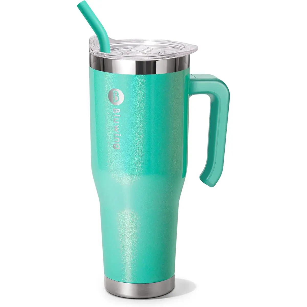 [father day tumbler] Bluwing 40 oz Tumbler with Handle-Stainless Steel Double Wall Insulated with Lid and Straw, Vacuum Flasks, Traverl Leak Proof Coffee Mug Cup, BPA Free,  Water Bottles , Drinkware Flasks, LGBT Pride Bottled Portable Containers