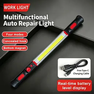 Rechargeable Hanging Work Light, Rotatable Magnetic Long Strip Lamp, High Lumen Hooked Portable Lighting Tool, Garage Workshop Inspection Lamp
