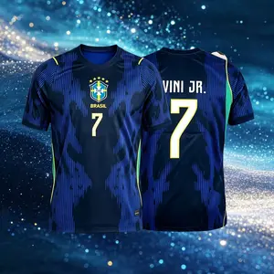 2026 Brazil National Away Blue Neymar Vini Raphinha Short Sleeve Soccer Jersey Fans Version