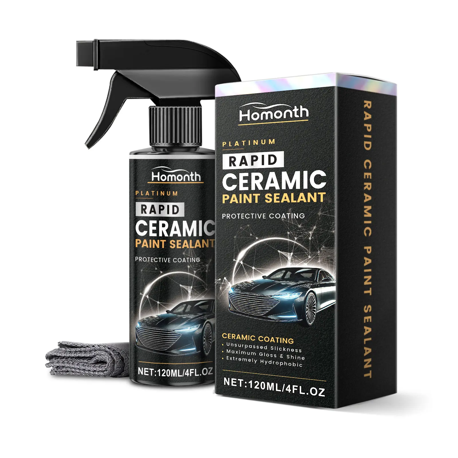 120ml Rapid Ceramic Paint Sealant Spray Coating Agent - Maximum Gloss & Shine - Extremely Hydrophobic - Unmatched Slickness - DIY Car Care Product