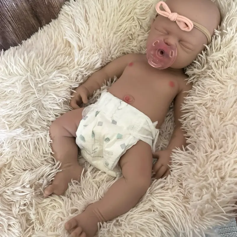 Lifelike Silicone Baby Doll with Open Mouth for Pacifier - 19 inches long