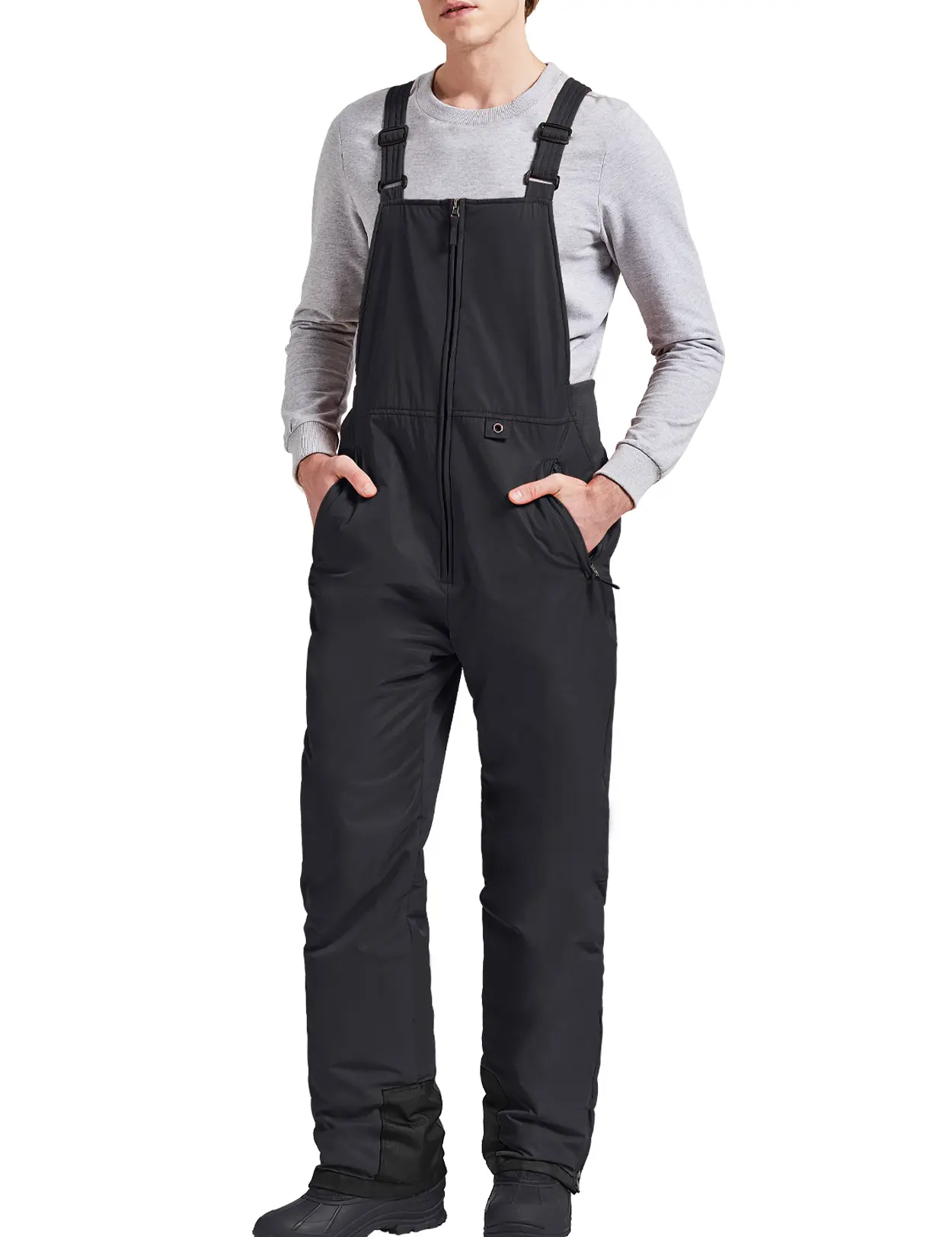 GEMYSE Men's Ski Bib Overalls, Waterproof Windproof Warm Breathable Snow Pants with Adjustable Straps and Multiple Zippered Pockets