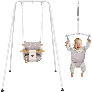 2 in 1 Baby Jumper & Swing, Baby Jumper for Indoor and Outdoor Use, Toddler Swing with Foldable Stand, Stable Bouncer Jumper(White)