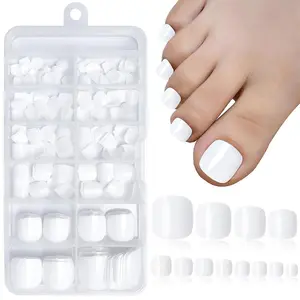 Solid Color Short Square Fake Toenails, 120pcs/set Acrylic Press On False Toes Nails, Cute Artificial Full Cover Stick on Toenails for Women DIY Nail Art