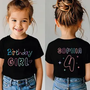 Custom Birthday Girl Shirt, Personalized GIRLS & BOYS Name Age Tee, TEENS Birthday Gift, Front and Back Design, Besties Birthday Party Shirt#Birthday Party GIIFTS