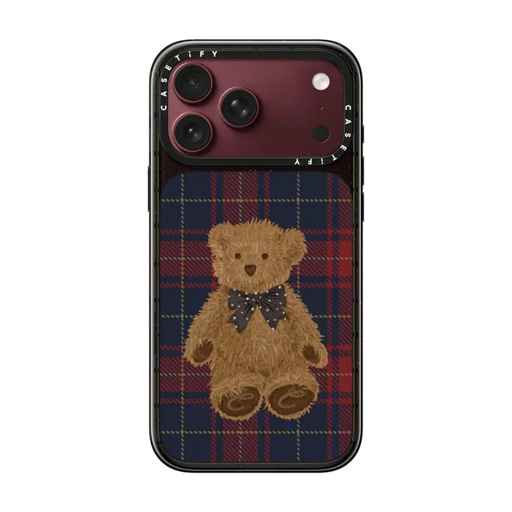 CASETiFY Impact MagSafe Case for iPhone 15/16/17/18 Series - Teddy Bear Plaid