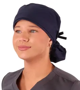 Big Hair Ponytail Surgical Scrub Cap - Perfect Scrub Cap for Long Hair - Solid Navy Blue