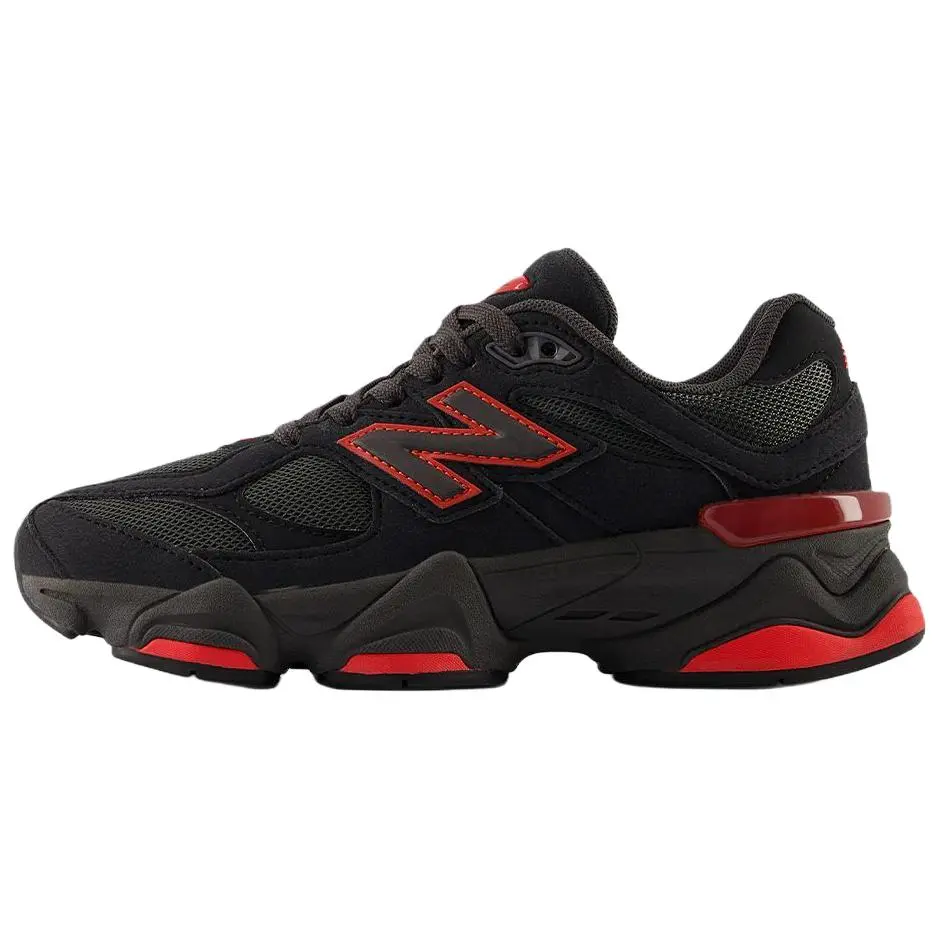 New Balance 9060 'Black Cement True Red' Youth-Women's Sports Sneakers, Training Sneakers, Casual Athletic Footwear for Running, Walking, Shoes, Girls, Gym, Bold Colors, Mesh Suede, Nb Cushion, Women Youth, Running Walk
