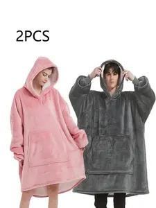2-piece unisex hooded blanket, suitable for autumn and winter wear, oversized hooded blanket, thick lambskin blanket, warm body blanket robe, the best Christmas and Halloween gift for family and friends.